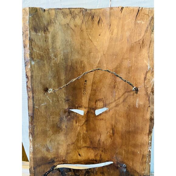 Vintage Hand Carved Wooden Folk Art Face Mask Mexico 18" Tall - Picture 8 of 11